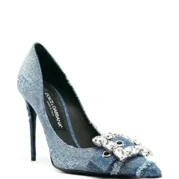 New Dolce & Gabbana Patchwork/Denim Blue Jean 105 MM Pump, NEW IN BOX size 39 - Picture 15 of 17